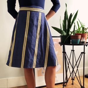 HANDMADE Striped Blue Denim Skirt